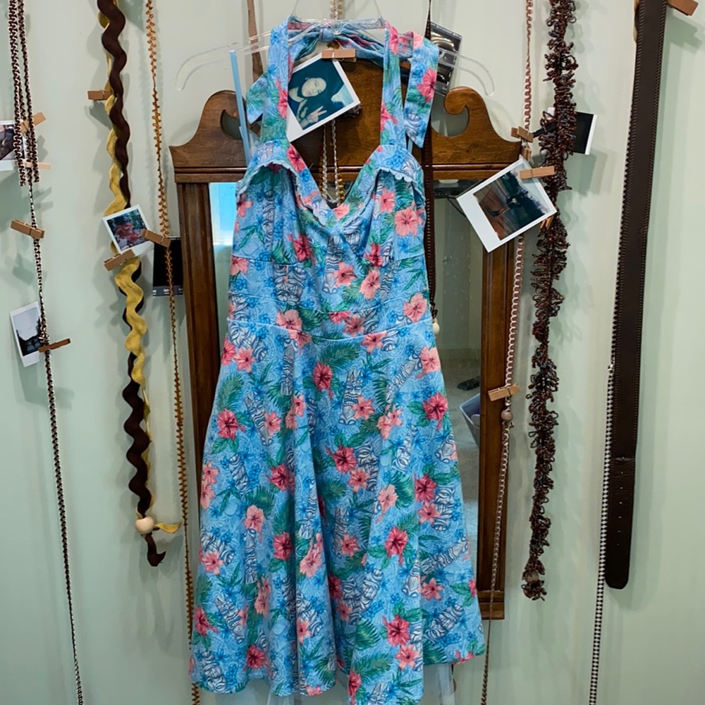 Tiki head halter dress